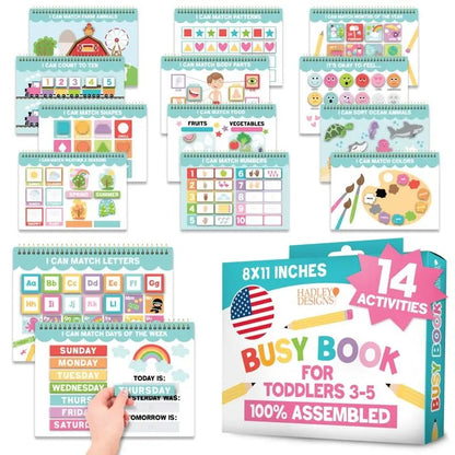 🎉"My First Busy Book" Montessori Interactive Quiet Book, Screen-Free Educational Travel Activity Book for Toddlers 3-8