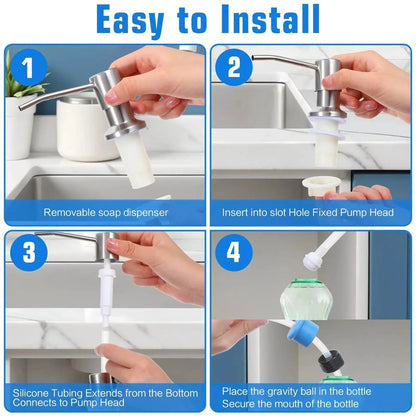 Built-In Sink Soap Dispenser with 39-Inch Extension Tube