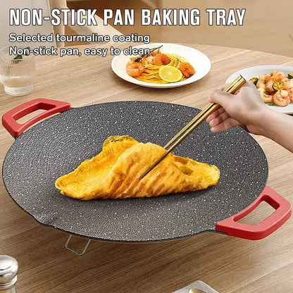 🔥Last Day 49% OFF-🔥 Portable Multifunctional Electric Grill Plate Marble Non-Stick Round Teppanyaki Griddle for Home Steak Seafood Barbecue🍖❄️