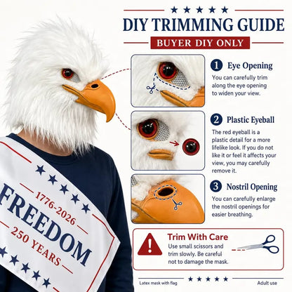 🔥Last Day 50% OFF - 🦅 Bald Eagle Latex Mask & Freedom Flag Set – Unleash Your Patriotic Spirit! 🇺🇸🎉