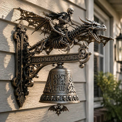 🔥HOT SALE 49% OFF🐉🔔Skull Dragon Rider Bell – “This Is My Happy Place” Wall Bell✨