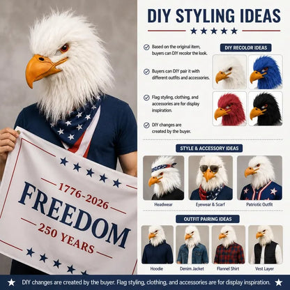 🔥Last Day 50% OFF - 🦅 Bald Eagle Latex Mask & Freedom Flag Set – Unleash Your Patriotic Spirit! 🇺🇸🎉