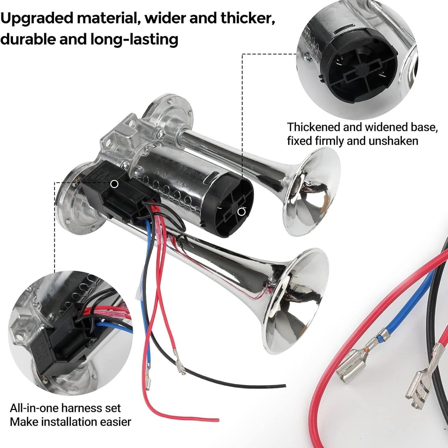 🔥LAST DAY 49% OFF - 🚗🔧2026 Upgraded 12V Dual Air Horn Kit – 130DB Super Loud Dual Horn with Compressor for Cars, Trucks, SUVs, Boats & More