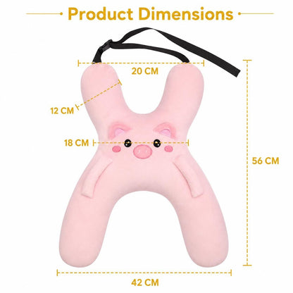 🐷Kids Car Neck Pillow - Soft Plush Pig Design, Car Seat Attachment