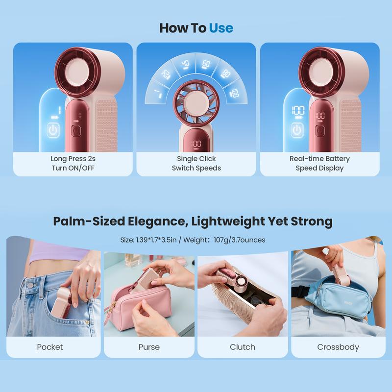 🥳2026 HOT SALE🥳💞50K+ SOLD!💨❄️ 50% OFF! Turbo Handheld Fan – 16900 RPM, 6 speeds, LED display. 3000mAh battery, 10.7hrs cooling. Pocket‑sized power! 🌬️✨