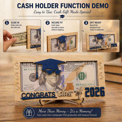 Graduation 2026 Money Holder-Unique Wooden Cash Gift Box for Class of 2026, Creative Graduation Gift for Seniors