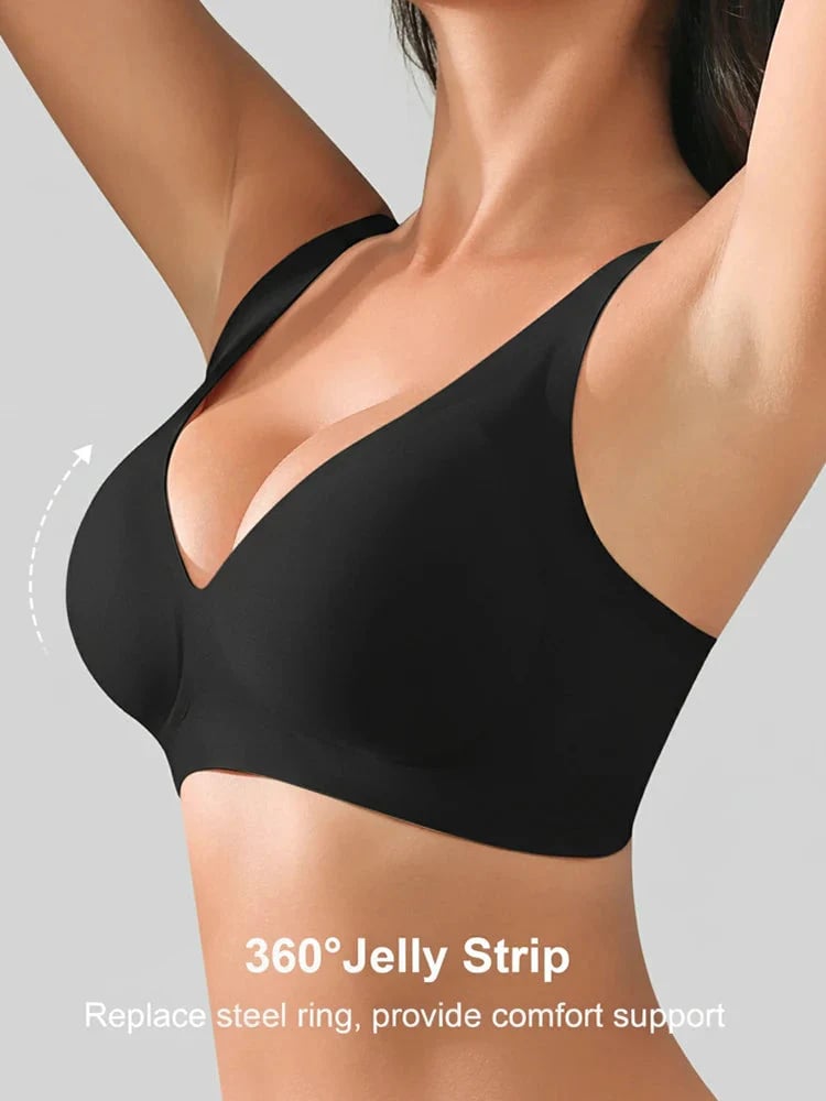 Pack of 3 Jelly Wireless Seamless Deep-V Push-Up Bra