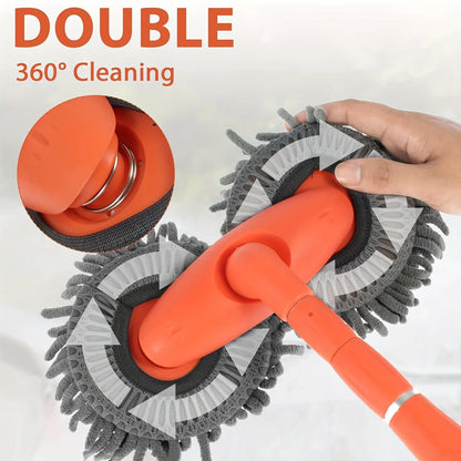🚗43'' Long Handle Car Wash Mop, 3X Fast Clean, Retractable Aluminum Alloy Pole
