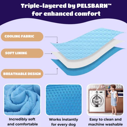 🧊Ice Silk Pet Cooling Mat, Washable Breathable Cooling Pad For Dogs Cats, Non-Slip Summer Heat Relief Bed For Indoor Travel