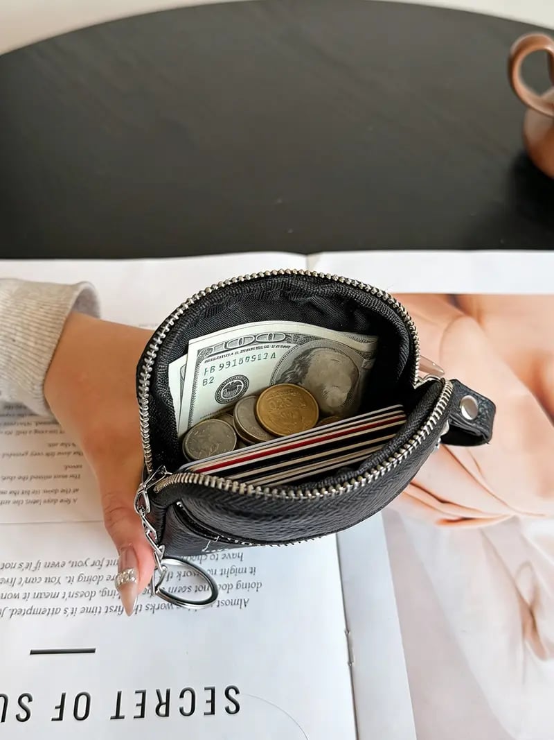 Square Leather Mini Card Wallet Coin Purse