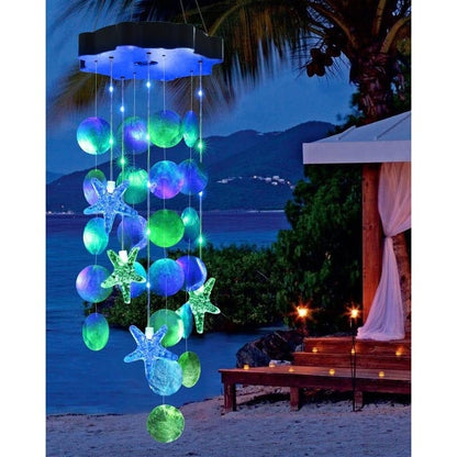 🎁49% OFF - 🌈 ✨ Solar-Powered Seashell Wind Chime Light