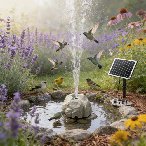 🐦⛲Realistic Granite Rock Solar Bird Bath Fountain - No-Cords Stone Decor