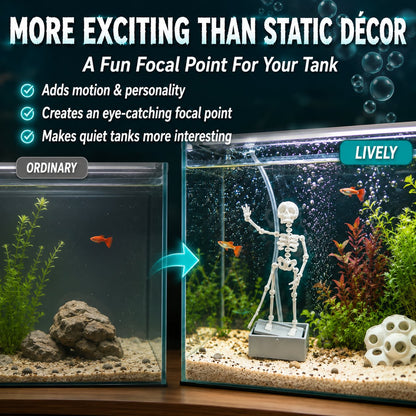 💀 Dancing Skeleton Aquarium Bubbler | Spooky Bubble Effect Fish Tank Decoration