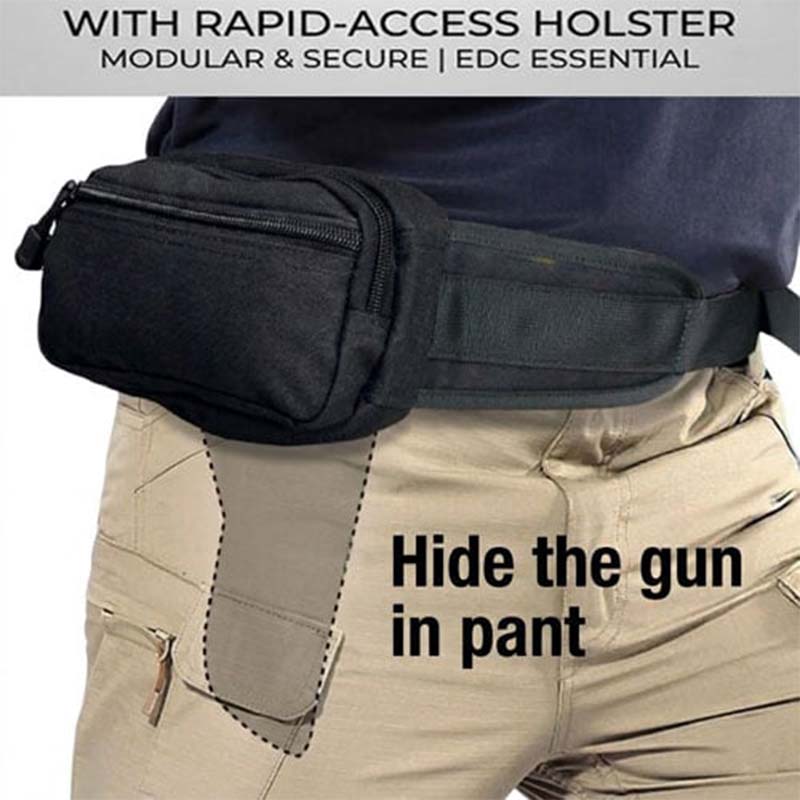 Multifunctional Concealed Carry Hip Bag with Rapid-Access Holster