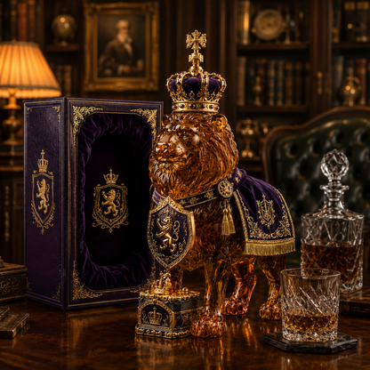 👑87th Anniversary Royal Lion Crown‑Style Whiskey Bottle, Collectible Decor Liquor Decanter
