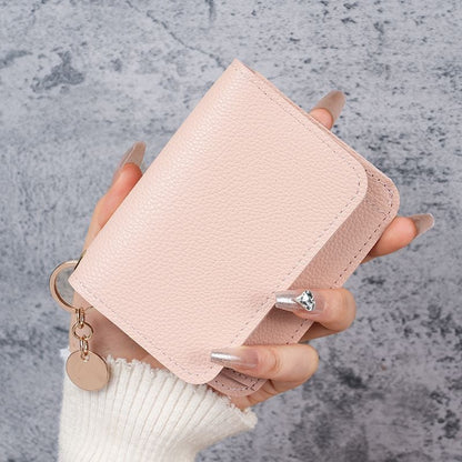 Elegant and Minimalist Women's Slim Short Wallet – A versatile, stylish mini tri-fold wallet featuring RFID protection, card slots, a bill compartment, and an ID window