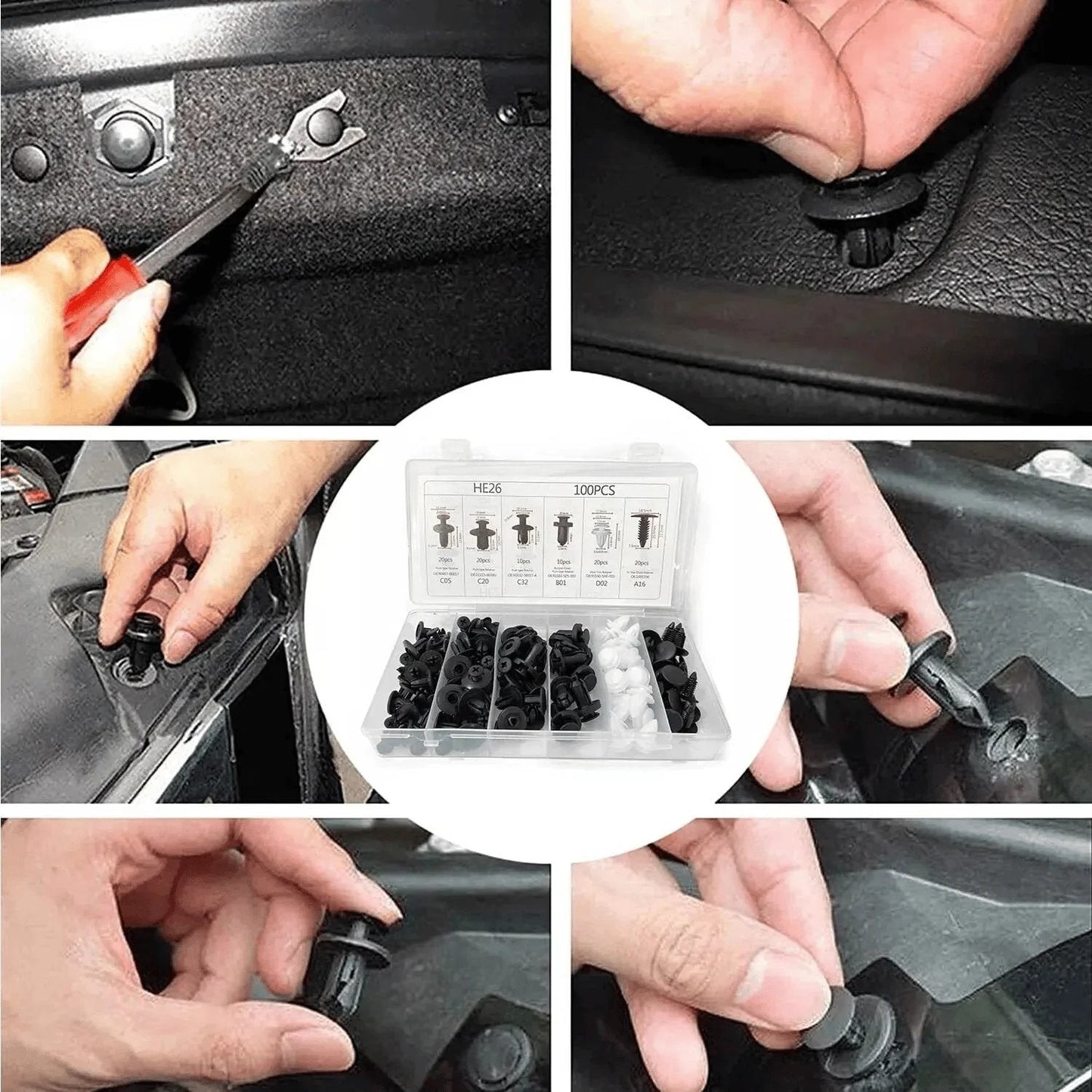 Expansion Screw Clips Set for Automobiles Mudguard Leaf Plates Door Panel Clips(100 PCS)