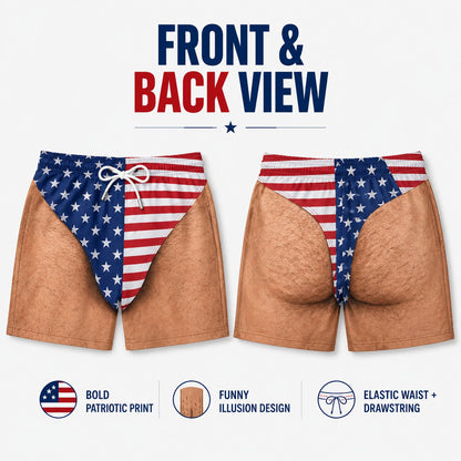 🇺🇸 Funny Patriotic Men’s Swim Trunks – Freedom & Chill Summer Beach Shorts 🏖️😎
