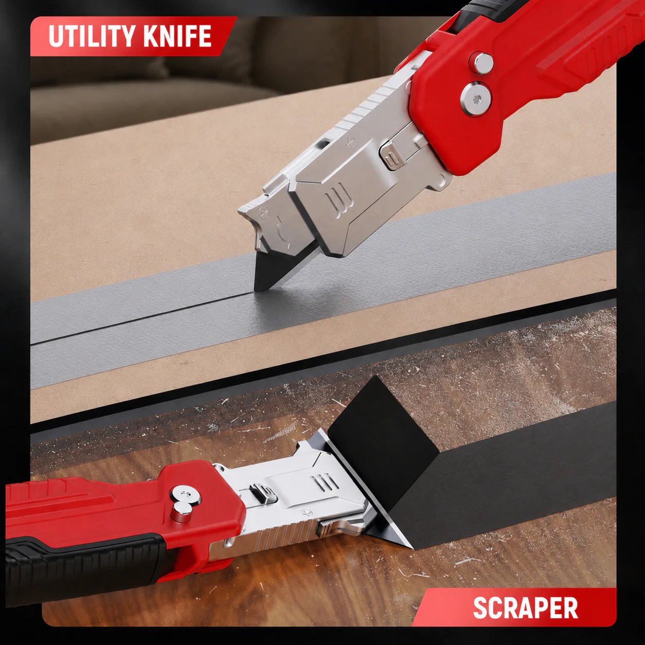 🔪✨2-in-1 Foldable Utility Knife & Scraper Portable Razor Scraper for Sticker Glue Paint Glass Tile Cleaning