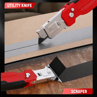 🔪✨2-in-1 Foldable Utility Knife & Scraper Portable Razor Scraper for Sticker Glue Paint Glass Tile Cleaning