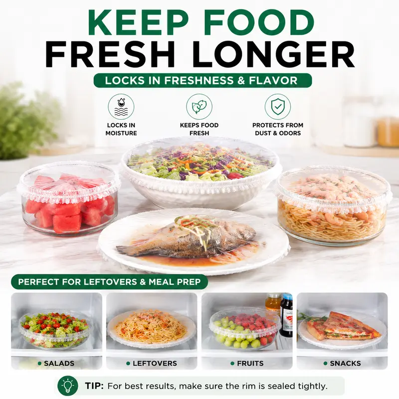 100PCS Disposable Stretch Food Covers for Bowls🍎🥗
