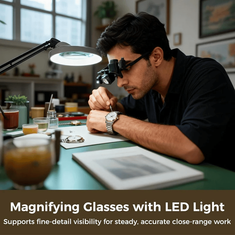 🔬 LIMITED-TIME 50% OFF! ✨ Precision LED Magnifier Glasses – Interchangeable Lenses, Dual LED, Hands-Free 💡