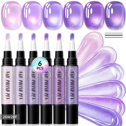 💅 6PCS One-Step Gel Nail Art Pen Set – Salon Beauty at Home