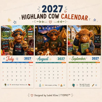 🐮 2027 Funny Highland Cow Wall Calendar | Laugh Through Every Month