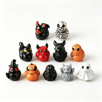 Mini Devil Ghost Skull Resin Ducks,Spooky Cute Ghost Skeleton Demon Duck Witch Themed Mini Decorations