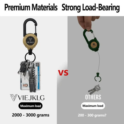 💥LAST DAY SALE 💥🏆Retractable Carabiner Keychain 🎣 – 65cm Steel Cord, Heavy-Duty Badge Reel, Lightweight EDC Tool for Keys, ID & Outdoor Use
