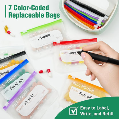 📌 Waterproof Pill Organizer-Large BPA-Free Weekly Medicine Organizer💊