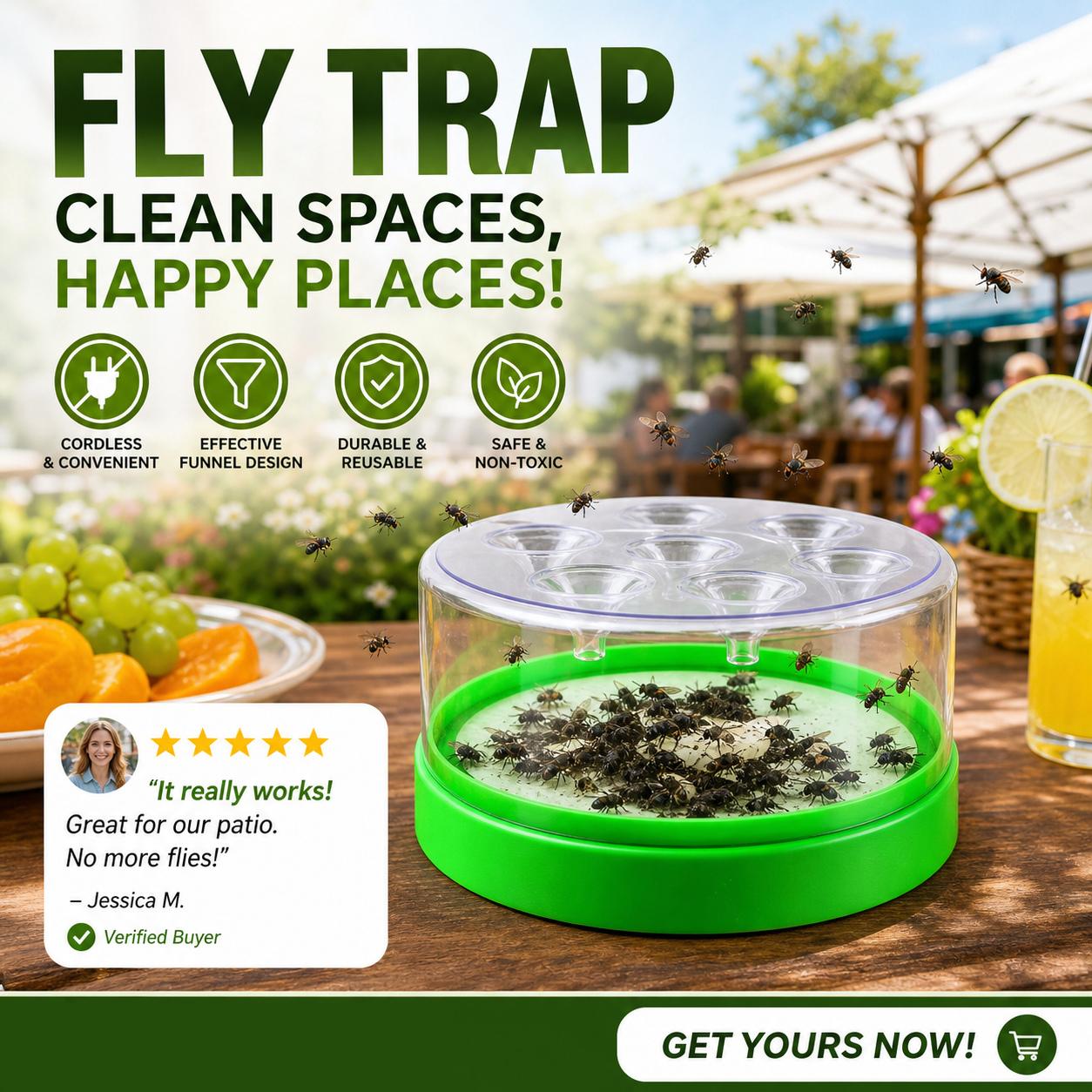 🔌✅ Reusable Fly Trap—no electricity, no poison! 🏠 Safe to use in the kitchen and around children and pets.