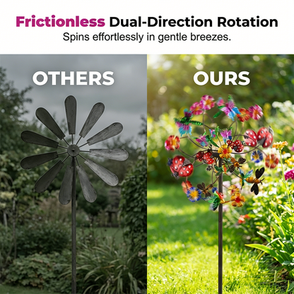 🔥Hot Sale🔥Solar-Powered Wind Spinner for Garden– 3D Rotating Decoration, Color-Changing LED, Weatherproof Outdoor Yard Stake 🌸