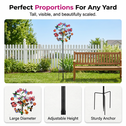 🔥Hot Sale🔥Solar-Powered Wind Spinner for Garden– 3D Rotating Decoration, Color-Changing LED, Weatherproof Outdoor Yard Stake 🌸
