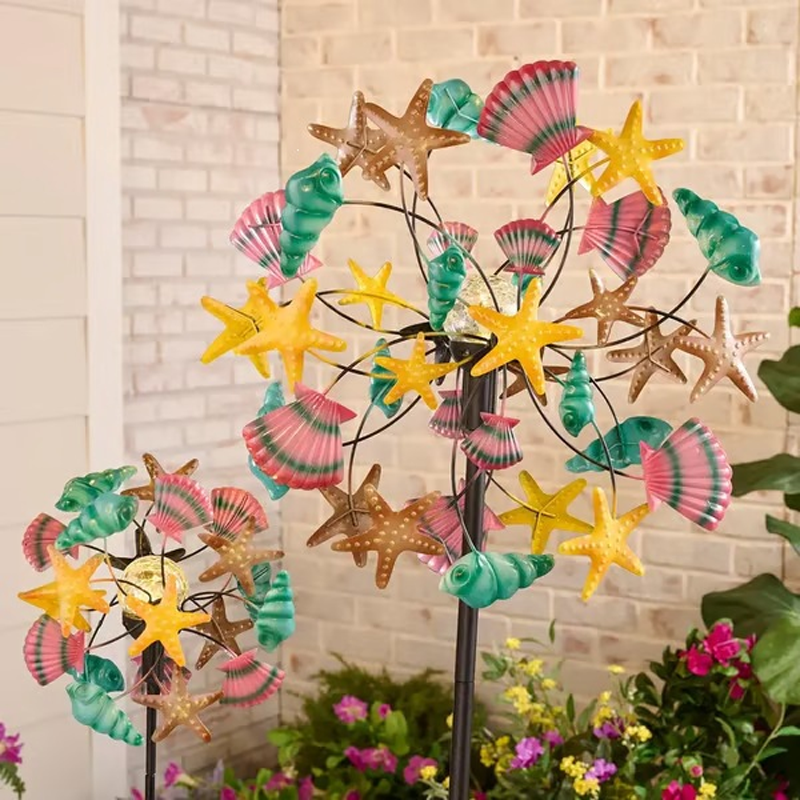🔥Hot Sale🔥Solar-Powered Wind Spinner for Garden– 3D Rotating Decoration, Color-Changing LED, Weatherproof Outdoor Yard Stake 🌸
