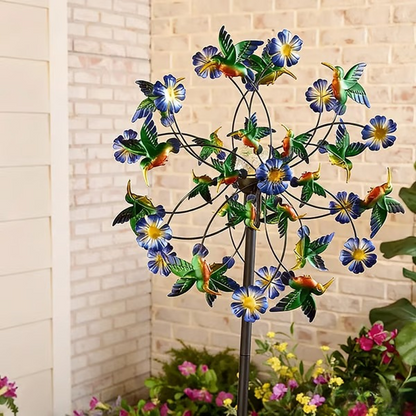 🔥Hot Sale🔥Solar-Powered Wind Spinner for Garden– 3D Rotating Decoration, Color-Changing LED, Weatherproof Outdoor Yard Stake 🌸