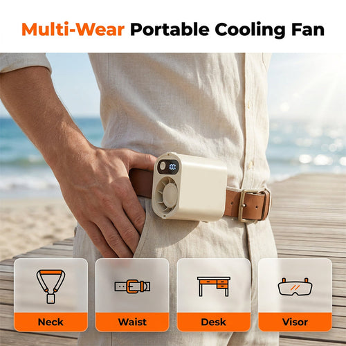 Portable Clip-On Waist Fan with Digital Display