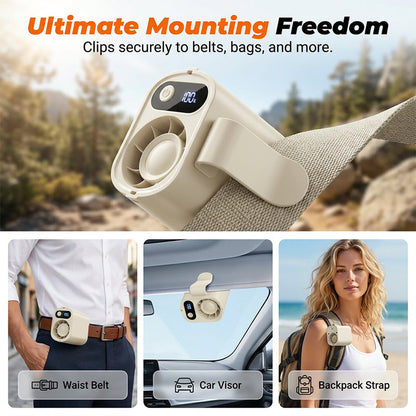 Portable Clip-On Waist Fan with Digital Display