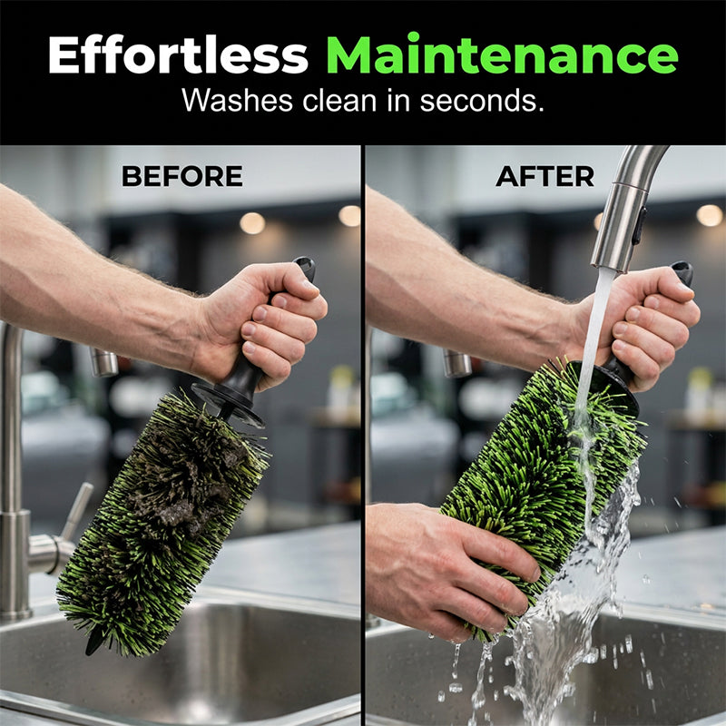 🧼Wheel Barrel Cleaning Brush – Deep Reach Microfiber for Rims