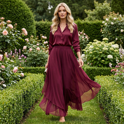 ⏳Time-Limited Special⏰Women's Asymmetrical Chiffon Wide-Leg Pants