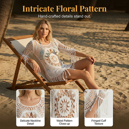 🌊🩱 Bohemian Crochet Beach Cover-Up with Tassels – Breathable, flowy & boho chic – perfect for poolside, sand or summer vacations – adjustable fit