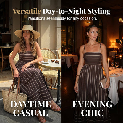 🏆LAST DAY SALE 50% OFF🔥Women's Striped Cami Maxi Dress