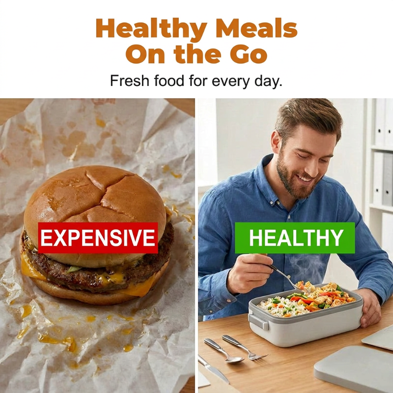 🍱 LIMITED-TIME 50% OFF! ✨ Portable Electric Lunch Box – Self-Heating, 7200mAh, 304 Stainless Steel 🔋