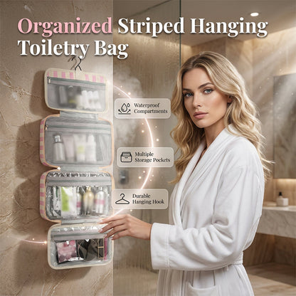 🥳 50% OFF! 🥳 Striped Hanging Travel Toiletry Bag