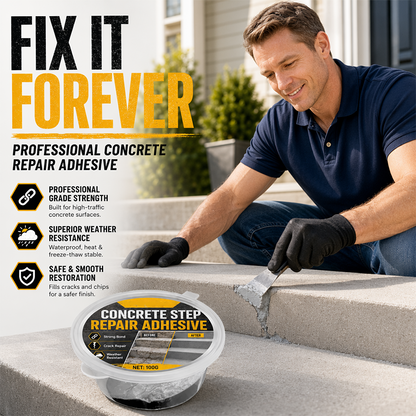 🥳2026 HOT SALE🥳💞50K+ SOLD!🔧🏠 50% OFF! Concrete Step Repair Adhesive – Permanently bonds cracked stairs & walkways. Weatherproof – resists heat, ice & rain. Walk safely again! 🛡️✨