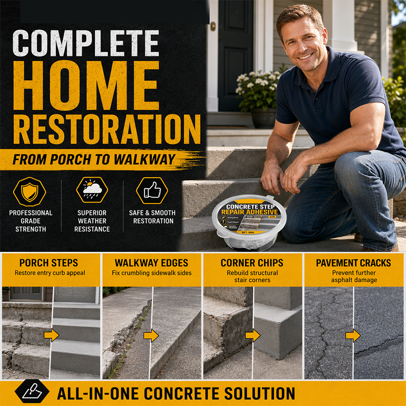 🥳2026 HOT SALE🥳💞50K+ SOLD!🔧🏠 50% OFF! Concrete Step Repair Adhesive – Permanently bonds cracked stairs & walkways. Weatherproof – resists heat, ice & rain. Walk safely again! 🛡️✨