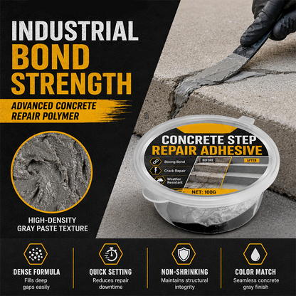 🥳2026 HOT SALE🥳💞50K+ SOLD!🔧🏠 50% OFF! Concrete Step Repair Adhesive – Permanently bonds cracked stairs & walkways. Weatherproof – resists heat, ice & rain. Walk safely again! 🛡️✨