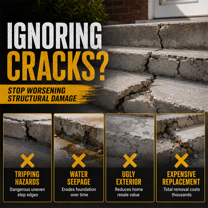 🥳2026 HOT SALE🥳💞50K+ SOLD!🔧🏠 50% OFF! Concrete Step Repair Adhesive – Permanently bonds cracked stairs & walkways. Weatherproof – resists heat, ice & rain. Walk safely again! 🛡️✨