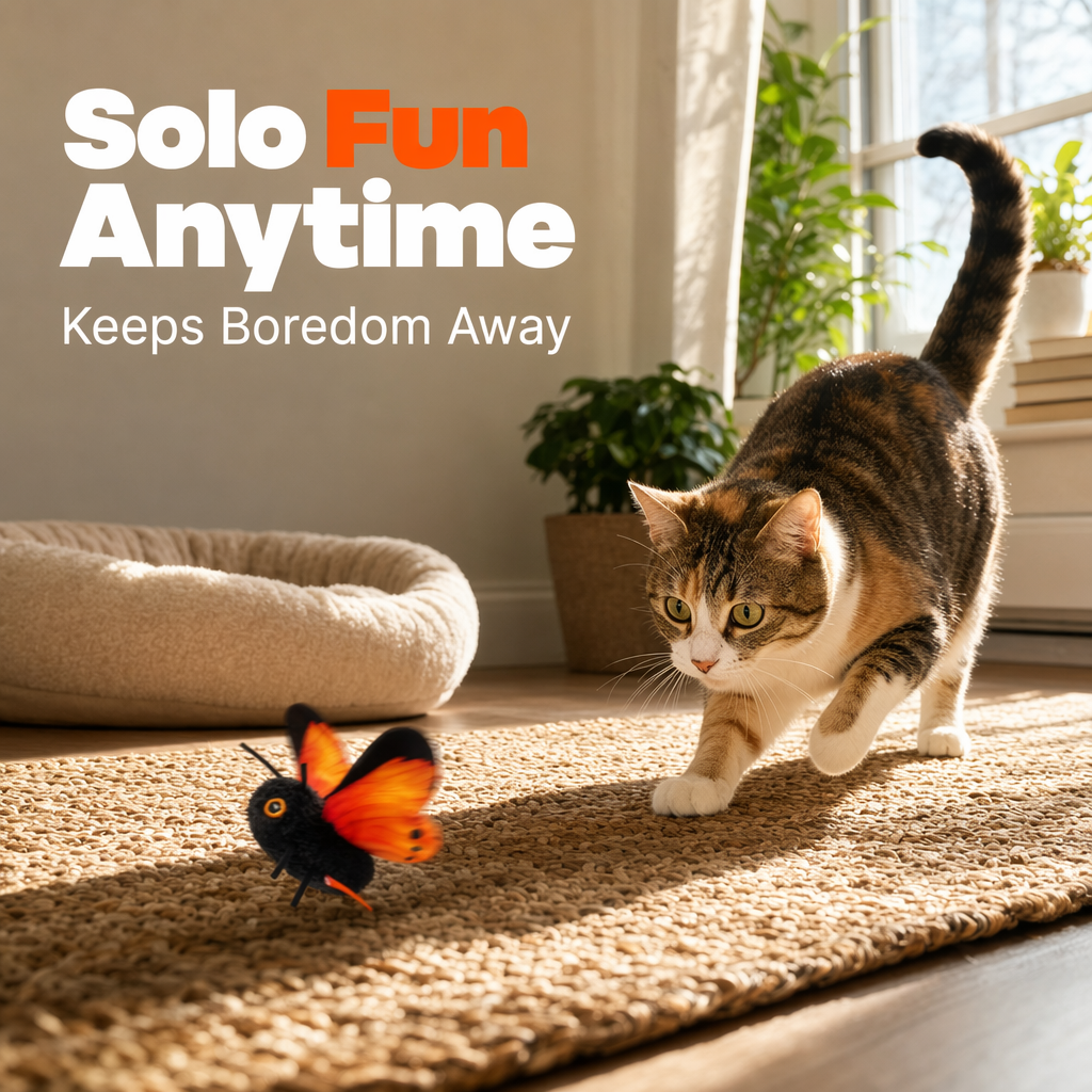 🎁2026 New Arrivals 50% OFF💥Smart Sensing Flapping Butterfly Toy for Cats – Auto-Motion Activation, Realistic Flutter & Endless Play 🦋✨