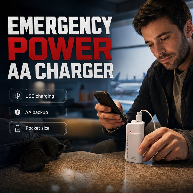 🔥Portable Emergency AA Battery‑Powered Charger｜Power Bank with LED Flashlight for Outdoor & Emergency Situations